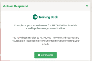 Training Desk - Action Required - Tailored First Aid