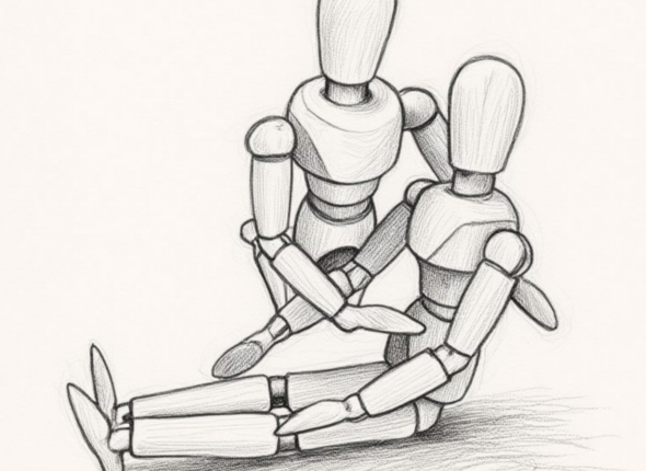 Sitting supported wooden dolls outline
